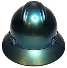 Load image into Gallery viewer, Custom Painted Hard Hat Blue Green Chameleon MSA Full Brim
