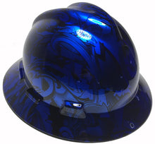 Load image into Gallery viewer, Custom Hard Hat Blue Kandy Graffiti MSA V-Gard Full Brim
