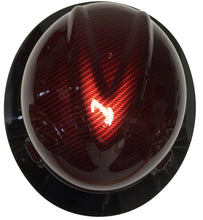 Load image into Gallery viewer, Custom Hard Hat MSA V-Gard Full Brim Kandy Red Carbon Fiber Hydro Dipped with Black Brim
