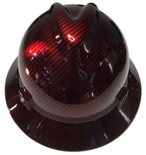 Load image into Gallery viewer, Custom Hard Hat Red Kandy Carbon Fiber Hydro Dipped MSA V-Gard Full Brim
