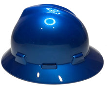 Load image into Gallery viewer, Custom Hard Hat Speedway Blue MSA V-Gard Full Brim
