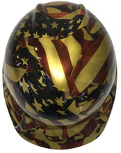 Load image into Gallery viewer, Custom Hard Hat Metallic Gold American Flag MSA VGard Cap Style
