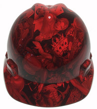 Load image into Gallery viewer, Hydro Dipped Hard Hat MSA V-Gard Cap Style Custom Red Naughty Boy
