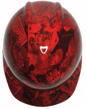 Load image into Gallery viewer, Hydro Dipped Hard Hat MSA V-Gard Cap Style Custom Red Naughty Boy
