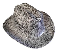 Load image into Gallery viewer, Custom Western Outlaw Hard Hat Gray Snakeskin Cowboy Hat
