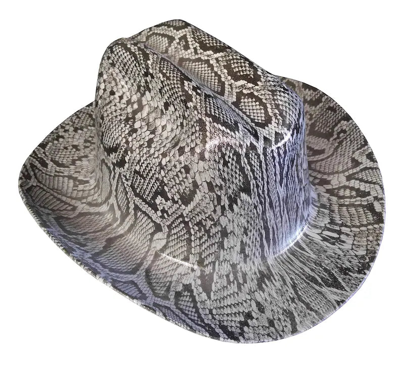 Custom Western Outlaw Hard Hat Gray Snakeskin Cowboy Hat