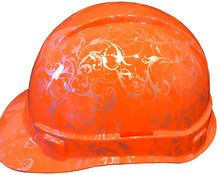 Load image into Gallery viewer, Hard Hat Ridgeline Cap Style Hi Vis Orange Lilies Hydro Dipped
