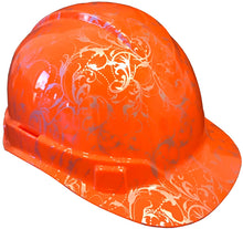 Load image into Gallery viewer, Hard Hat Ridgeline Cap Style Hi Vis Orange Lilies Hydro Dipped
