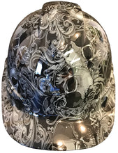 Load image into Gallery viewer, Custom Hard Hat White Filigree Skulls Cap Style Ridgeline
