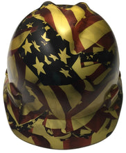 Load image into Gallery viewer, Custom Hard Hat Metallic Gold American Flag MSA VGard Cap Style

