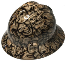 Load image into Gallery viewer, Custom Hard Hat Woodgrain Insanity Skulls MSA V-Gard Full Brim
