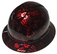 Load image into Gallery viewer, Custom Hydro Dipped Hard Hat Kandy Red Negative American Flags Full Brim Ridgeline
