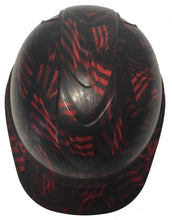 Load image into Gallery viewer, Custom Hydro Dipped Hard Hat Red Negative American Flags Ridgeliune Cap Style
