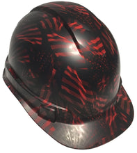 Load image into Gallery viewer, Custom Hydro Dipped Hard Hat Red Negative American Flags Ridgeliune Cap Style

