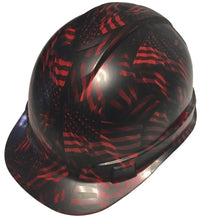 Load image into Gallery viewer, Custom Hydro Dipped Hard Hat Red Negative American Flags Ridgeliune Cap Style
