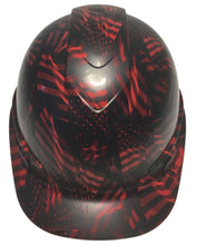 Load image into Gallery viewer, Custom Hydro Dipped Hard Hat Red Negative American Flags Ridgeliune Cap Style
