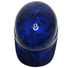 Load image into Gallery viewer, Custom Hydro Dipped Blue Filigree Skulls Bump Cap
