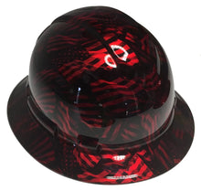 Load image into Gallery viewer, Custom Hydro Dipped Hard Hat Kandy Red Negative American Flags Full Brim Ridgeline
