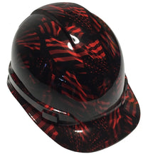 Load image into Gallery viewer, Custom Hydro Dipped Hard Hat Red Negative American Flags Ridgeliune Cap Style
