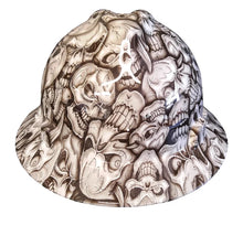 Load image into Gallery viewer, Custom Hydro Dipped White Insanity Skulls MSA V-Gard Full Brim Hard Hat
