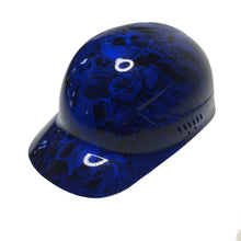Load image into Gallery viewer, Custom Hydro Dipped Blue Filigree Skulls Bump Cap
