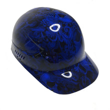 Load image into Gallery viewer, Custom Hydro Dipped Blue Filigree Skulls Bump Cap
