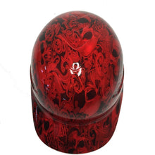 Load image into Gallery viewer, Custom Hydro Dipped Red Filigree Skulls Bump Cap
