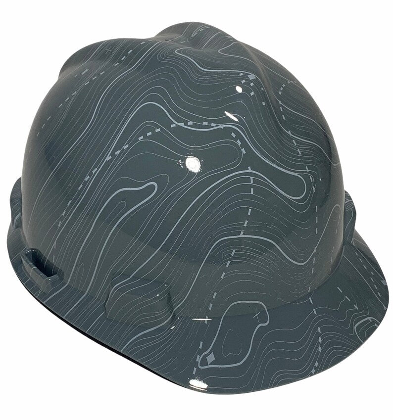 Custom Hydo Dipped Hard Hat Gray Black Ops MSA VGard Cap Style