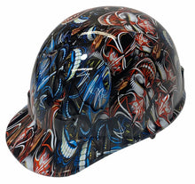 Load image into Gallery viewer, Custom Hydro Dipped Pinstripe Skulls Colored Bump Cap

