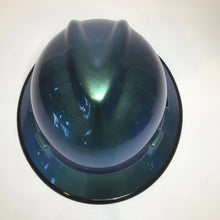 Load image into Gallery viewer, Custom Painted Hard Hat Blue Green Chameleon with Black Edgegard MSA Full Brim
