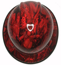 Load image into Gallery viewer, Hard Hat MSA V-Gard Full Brim Custom Red Naughty Boy with Black Edgegard Hydro Dipped
