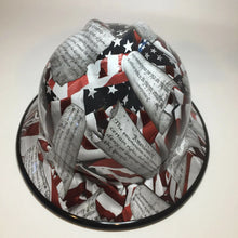 Load image into Gallery viewer, Custom Hard Hat Amendments American Flag with Black Edgegard Full Brim MSA
