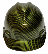 Load image into Gallery viewer, Custom Hard Hat Yellow Carbon Fiber dipped MSA VGard Cap Style
