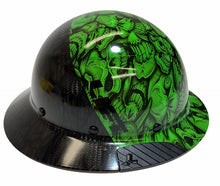 Load image into Gallery viewer, Custom Hydro Dipped Black and Alien Green Insanity Skulls Lift DAX Fifty 50 HDF50C-20GC Carbon Fiber Full Brim Hard Hat
