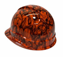 Load image into Gallery viewer, Custom Hydro Dipped Hard Hat Ridgeline Cap Style Custom Orange Insanity Skulls
