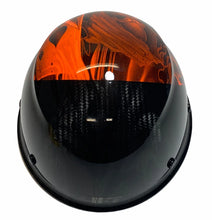 Load image into Gallery viewer, Custom Hydro Dipped Black and Orange Ace of Skulls Lift DAX Fifty 50 Carbon Fiber HDC50C-19OC Cap Style Hard Hat
