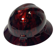 Load image into Gallery viewer, Custom Hard Hat Hydro Dipped Kandy Red Carbon Fiber American Flags HG MSA V-Gard Full Brim
