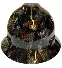 Load image into Gallery viewer, Custom Hard Hat Hydro Dipped Carbon Fiber American Flags Fantasy Chic HG MSA V-Gard Full Brim
