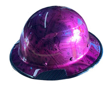Load image into Gallery viewer, Custom $100 Dollar Bills Translucent Purple with Edgegard Lift DAX Carbon Fiber HDC-15KG Full Brim Hard Hat
