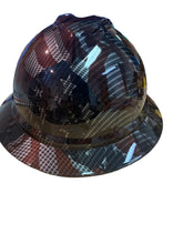 Load image into Gallery viewer, Hard Hat MSA V-Gard 500 Vented Full Brim Custom Carbon Fiber American Flags Hydro Dipped
