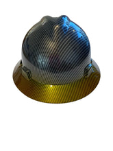 Load image into Gallery viewer, Custom Hard Hat Carbon Fiber with Kandy Sunset Brim Hydro Dipped Full Brim MSA
