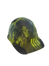 Load image into Gallery viewer, Hydro Dip HiVis Green Ace of Skulls Lift DAX Fiber HDFC-17WG Cap Style Hard Hat

