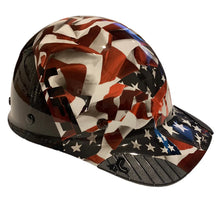 Load image into Gallery viewer, Custom Hydro Dipped Black and White American Flags Lift DAX Fifty 50 Carbon Fiber HDC50C-19OC Cap Style Hard Hat
