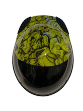 Load image into Gallery viewer, Custom Hydro Dipped Black and HiVis Green Insanity Skulls Lift DAX Fifty 50 Carbon Fiber HDC50C-19OC Cap Style Hard Hat
