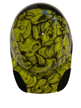 Load image into Gallery viewer, Custom Hydro Dipped Black and HiVis Green Insanity Skulls Lift DAX Fifty 50 Carbon Fiber HDC50C-19OC Cap Style Hard Hat
