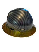 Load image into Gallery viewer, Custom Hard Hat Carbon Fiber with Kandy Sunset Brim Hydro Dipped Full Brim MSA
