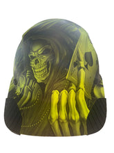 Load image into Gallery viewer, Hydro Dip HiVis Green Ace of Skulls Lift DAX Fiber HDFC-17WG Cap Style Hard Hat
