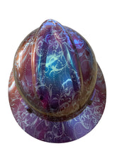 Load image into Gallery viewer, Custom Blue Purple Chameleon Lilies Hard Hat MSA V-Gard Full Brim
