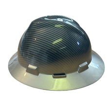 Load image into Gallery viewer, Custom Hard Hat Carbon Fiber with Silver Brim Hydro Dipped Full Brim MSA
