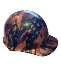 Load image into Gallery viewer, Custom Hard Hat Penny Copper Metallic American Flags MSA SkullGard Cap Style

